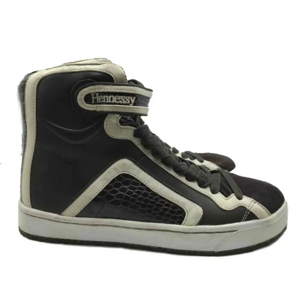 Limited Edition Hennessy x Jhung Yuro Sneakers Sz 10 Brown White Leather Hi Top - Picture 6 of 11
